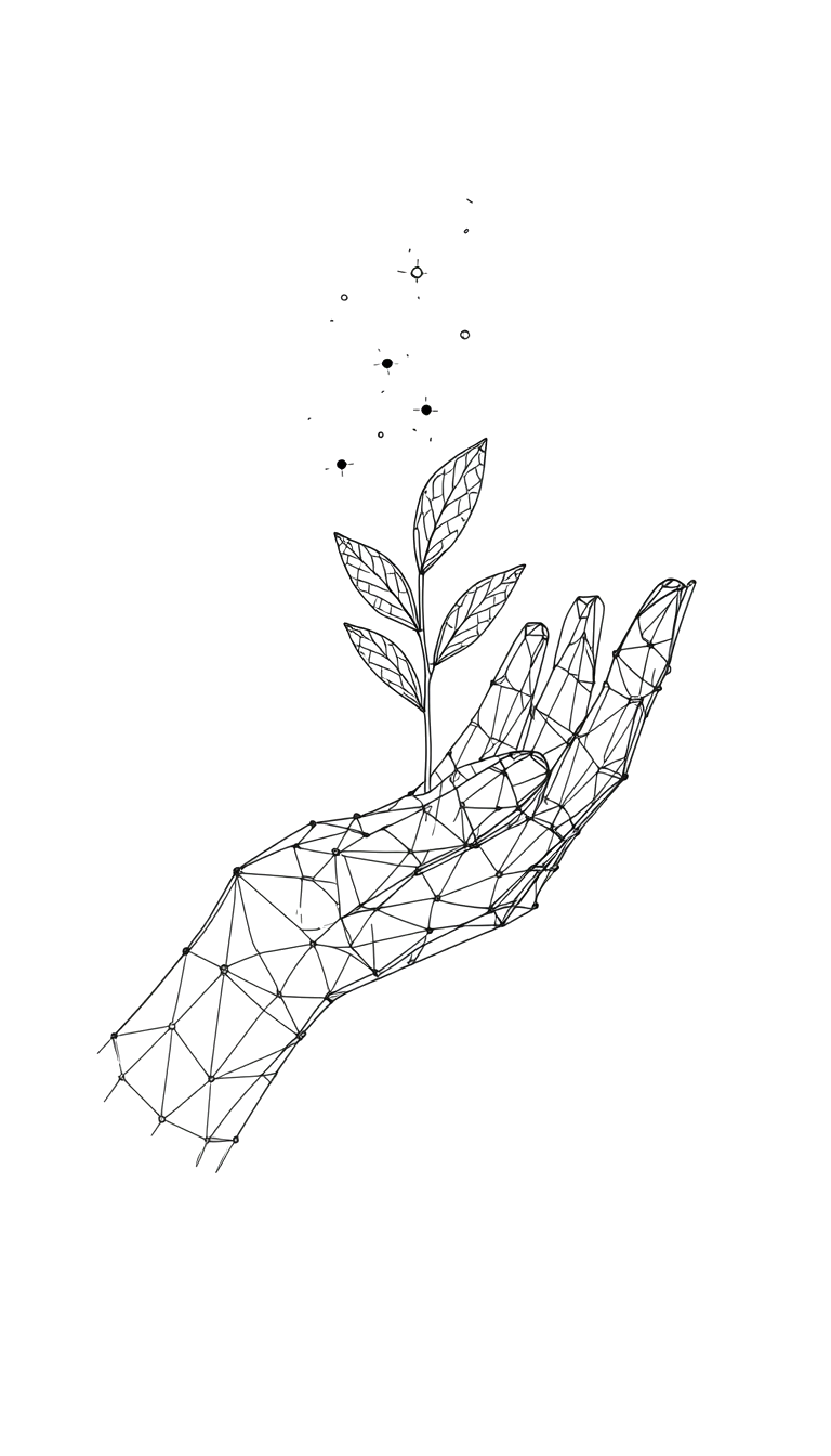 Digital hand nurturing growth